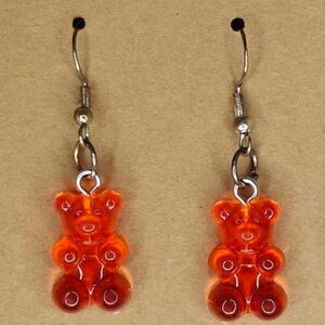 Orange Gummy Bear Dangle Earrings